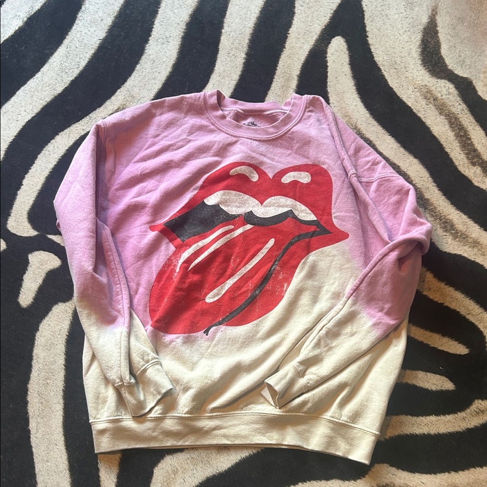 Pink and White Yellow urban outfitters Rolling Stones sweater OS
